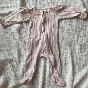 Zipper onesie- pink Stripe- 3mo